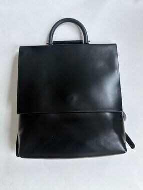 Building Block Rucksack Leather Backpack Black Minimal Design Chic Work Bag